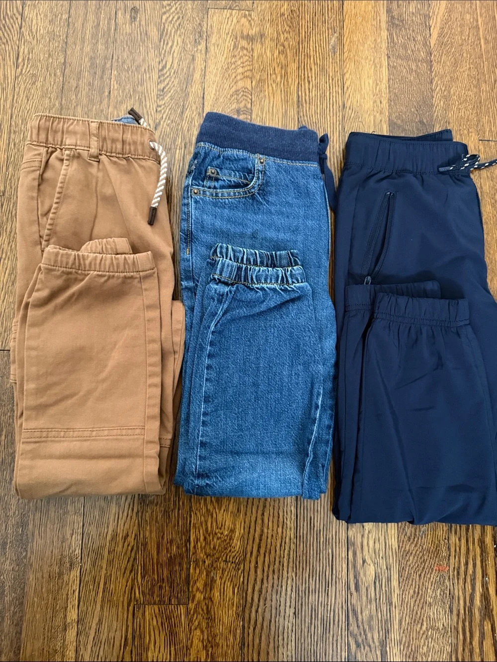 Gymboree Three-Pack Pull-On Pants - Navy, Denim, Brown